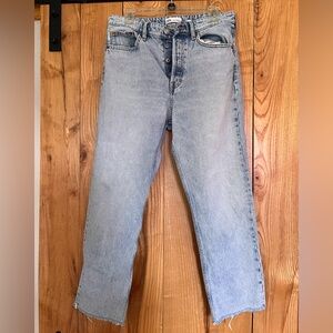 Zara Light Blue Button-Fly Straight Jeans